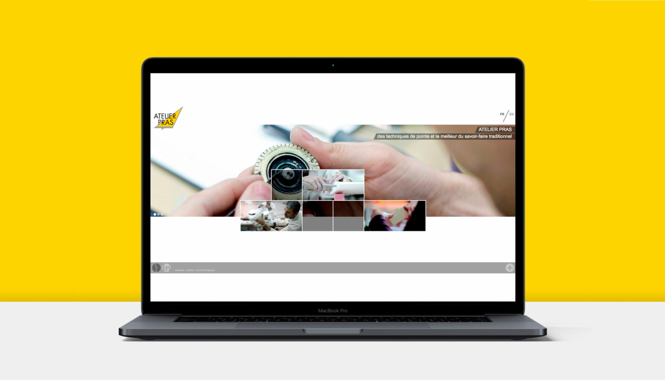 Website Atelier Pras auf Laptop ©Stéphanie Boisset