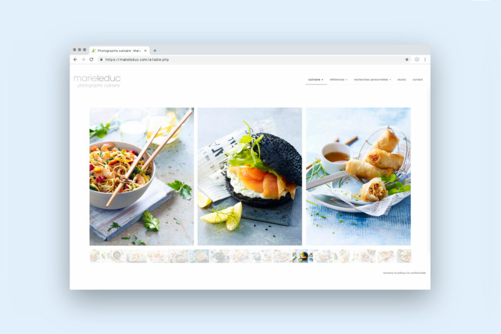 Kulinarische Kreationen von Marie Leduc fotografiert - Webdesign Stéphanie Boisset