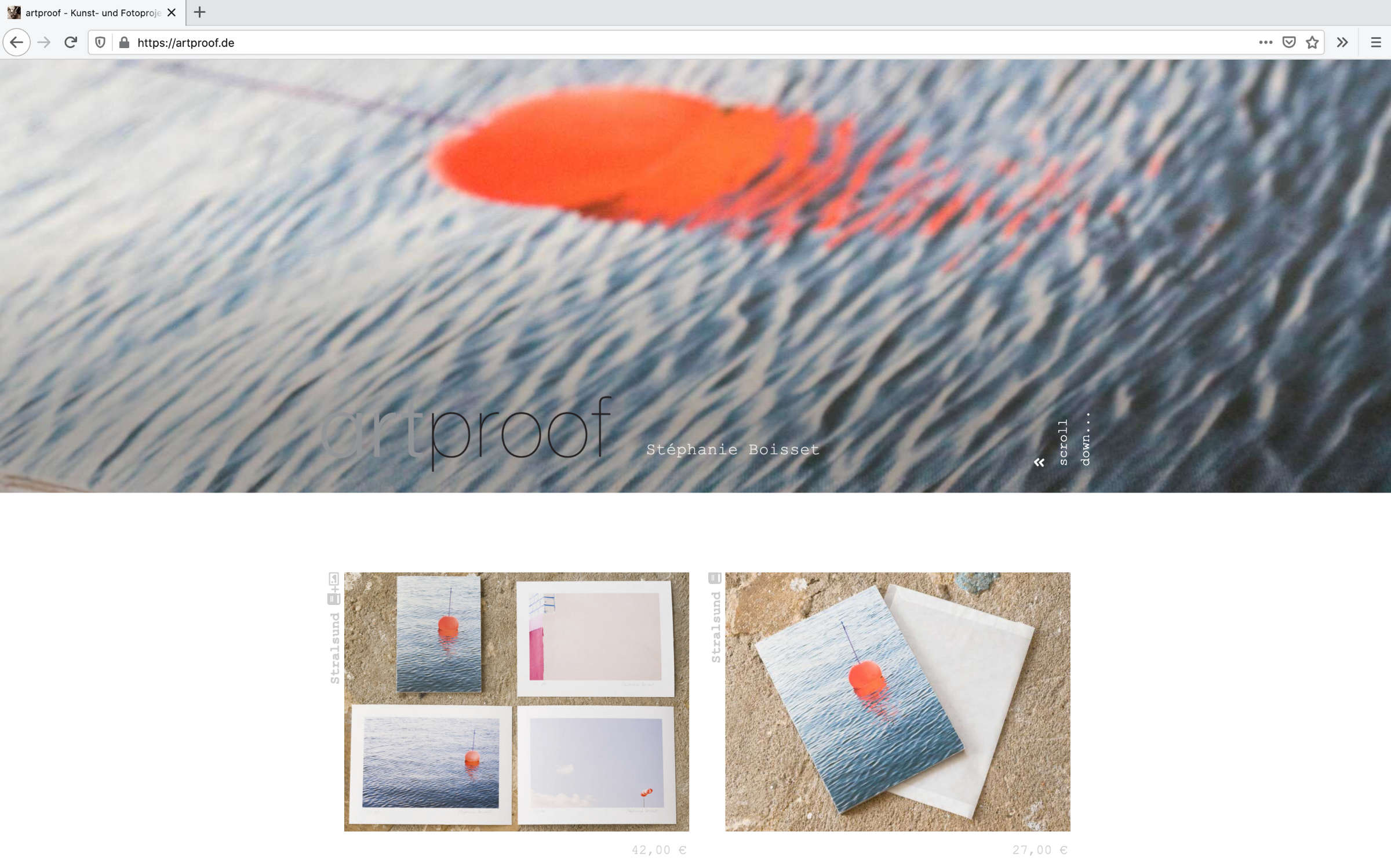 Index Seite mit der Boje als Header-Bild von artproof.de