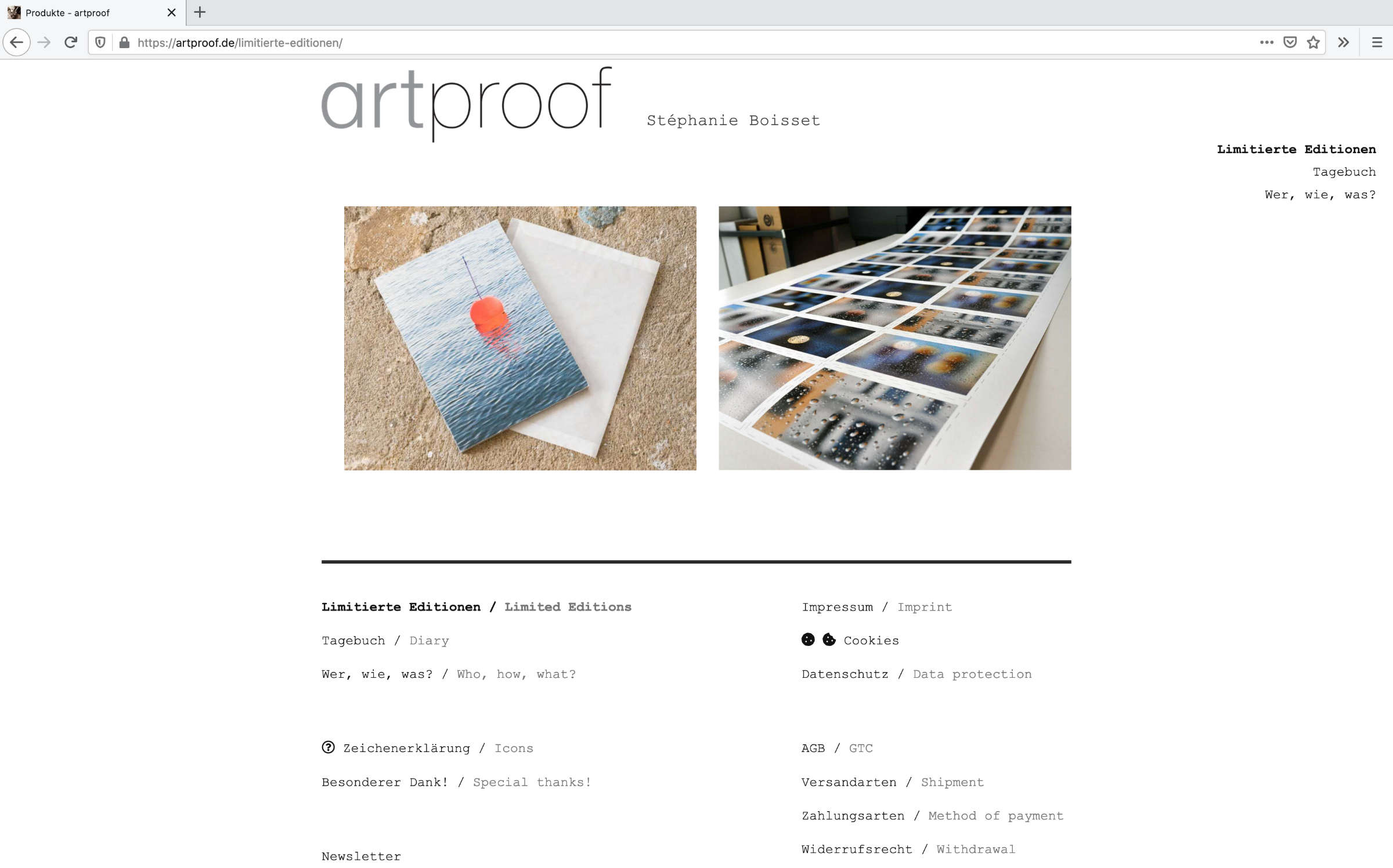 Limitierte Editionen auf der Website artproof.de