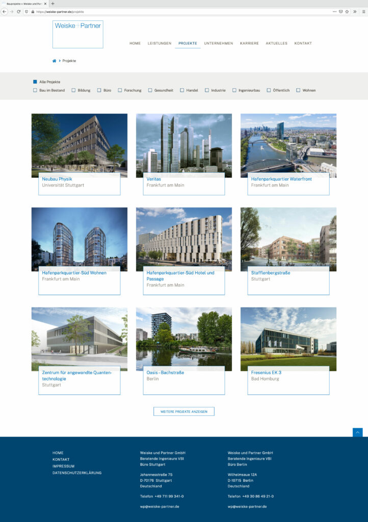 Projekt-Übersicht Weiske und Partner GmbH - Beratende Ingenieure VBI
