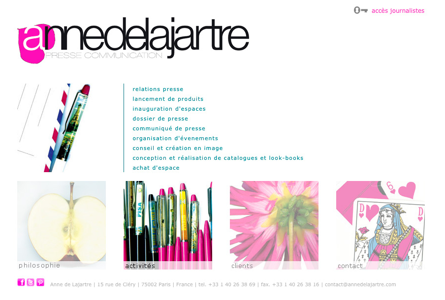 Screenshot der Website Anne de Lajartre - Version 2