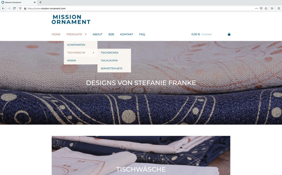 Screenshot mission-ornament.com - Webdesign ©Stéphanie Boisset