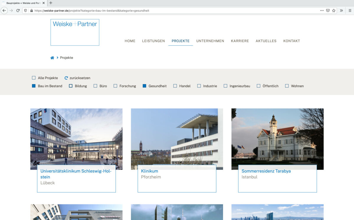 Seite Projekte von weiske-partner.de